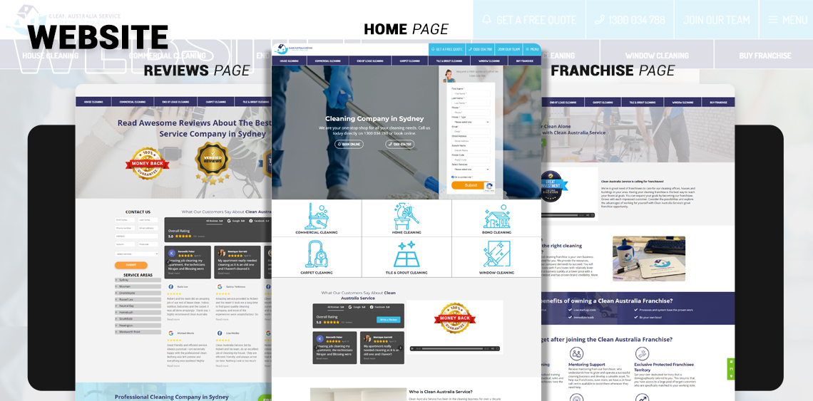 Website content & design for cleaning service company in Sydney