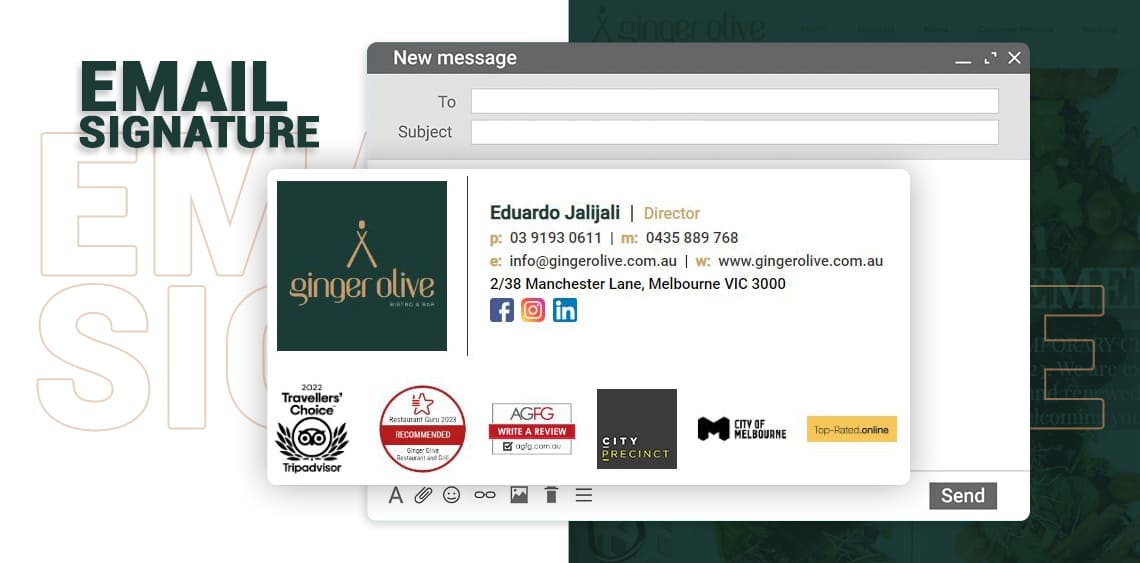 Email signature Service for Ginger Olive  Restaurant