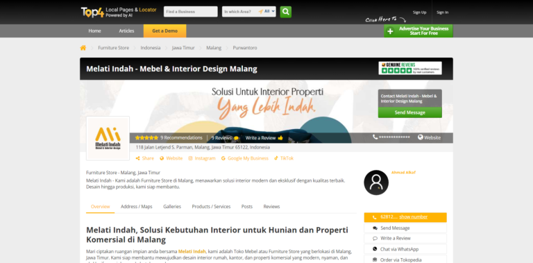 Digital Marketing Services for Melati Indah - Furniture Store