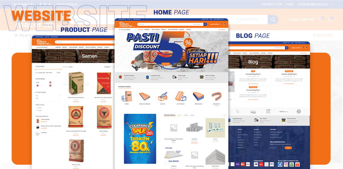 Ecommerce Website Development Service for Building Supplies Bahanmaterial.com