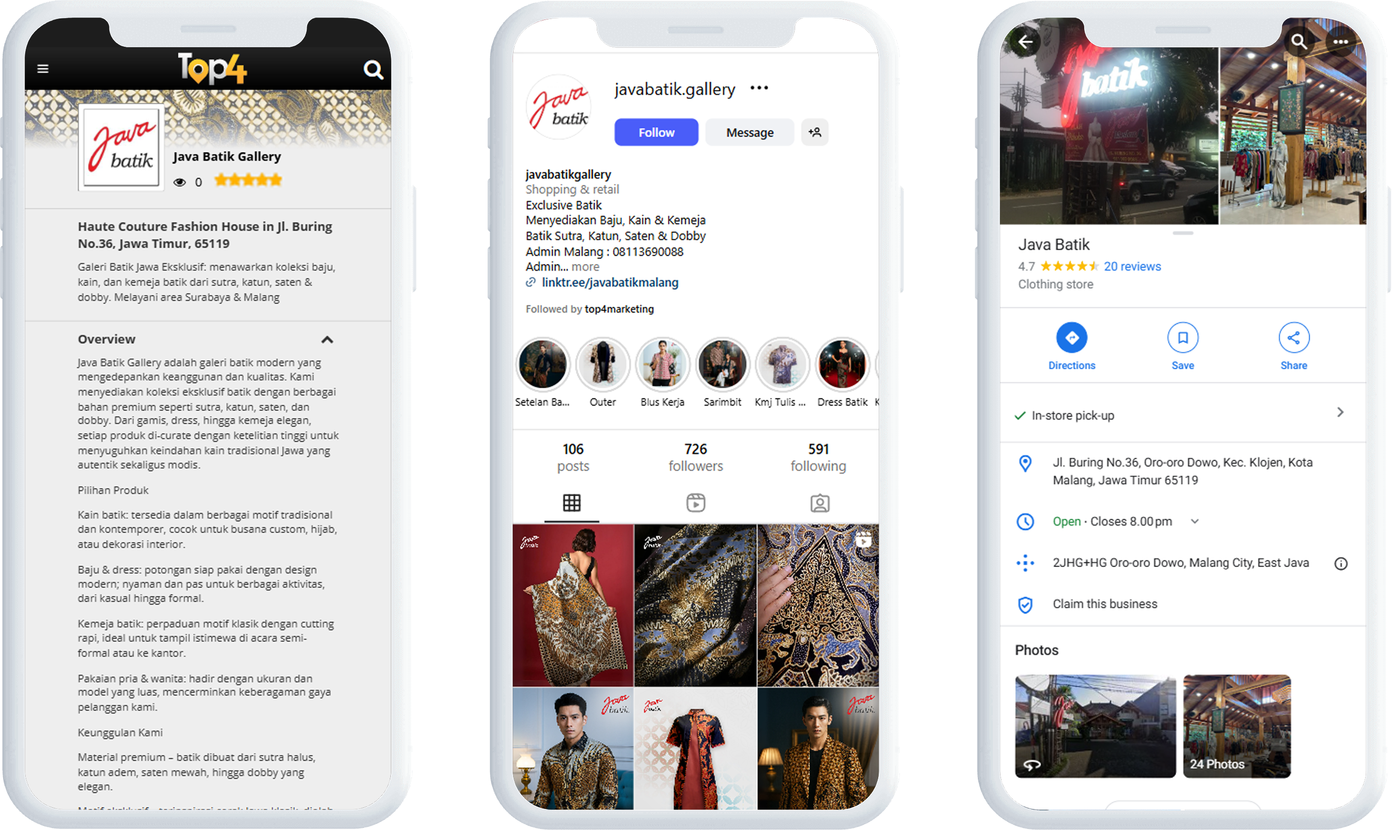 Social Media Marketing for Java Batik Gallery